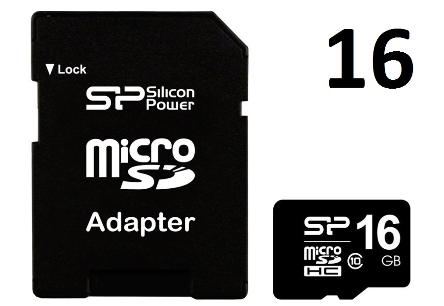 Карта памяти micro SD, 16Gb, 10 class, плюс переходник, купить дешево.